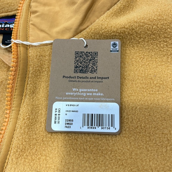 Patagonia Women's M Medium Synchilla Jacket Dried Mango Yellow Orange NWT Fleece - Picture 6 of 11